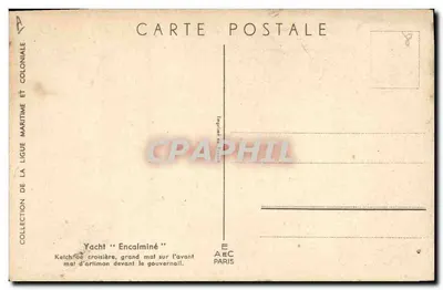 Yacht "Encalminé" — ketch de cruzeiro, grande mastro de proa diante do leme — L. Haffner — Verso