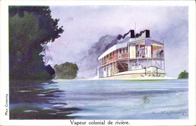 Vapor colonial de rio — ilustração de Max Cremnitz — Ligue Maritime et Coloniale