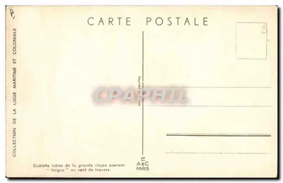 Goélette latine de la grande classe courant "largue" ou vent de travers — L. Kauffner — Collection de la Ligue Maritime — Verso
