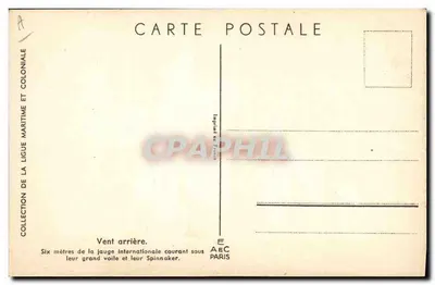 Seis metros da jauge internacional — Vento de popa — Coleção da Liga Marítima e Colonial, AEC Paris — Verso