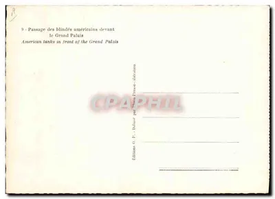 Passagem de blindados americanos diante do Grand Palais — Edições O. P. — Distribuída pela Imprensa Presse-libération — Verso