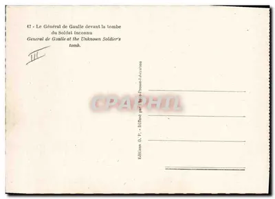O General de Gaulle diante da Tumba do Soldado Desconhecido — Éditions O.P. — n°47 — Verso