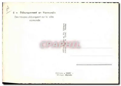 Desembarque na Normandia — Tropas desembarcam na costa normanda — Edições Caby, Nantes — Verso