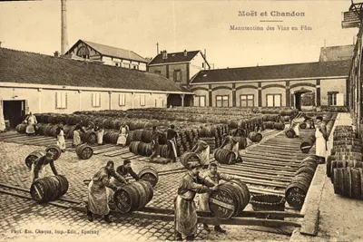 Moët et Chandon — Wine Handling in Barrels — Phot. Em. Cheque, Publ.-Edit., Epernay