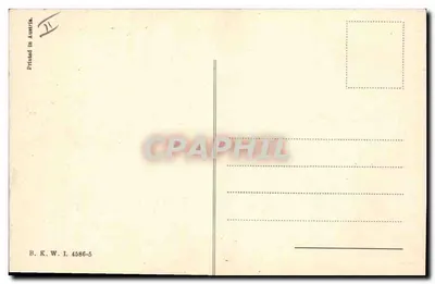 Kobieta w miniaturze — dekor z gałęzi osikowych — wydawca B.K.W.I. nr 4586-5 — Rewers