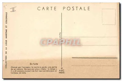 Navio em fuga — tempestade — Ligue Maritime et Coloniale, Paris — Verso