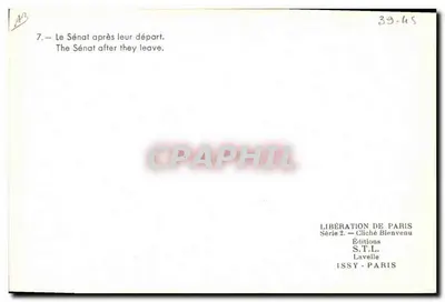 Sénat após seu départ — Liberação de Paris — Edições S.T.L. Issy-Paris — Verso