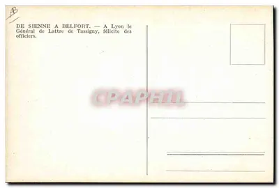 Cerimônia militar em Lyon — General de Lattre de Tassigny felicitando oficiais — Verso