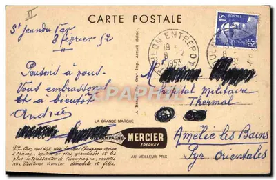 Champagne Mercier, Epernay — Grande barril de 200.000 garrafas — A. Barach, Gray-Impr. — Verso