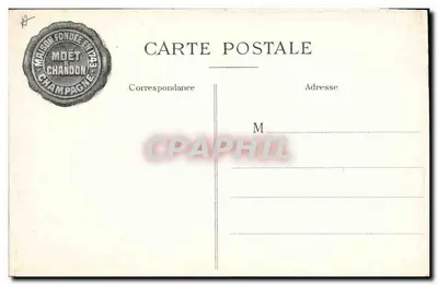 Moët & Chandon, Épernay — Visita de Napoleón I al alcalde el 26 de julio de 1807 — Editor: E. Plantet, Ay-Champagne — Reverso