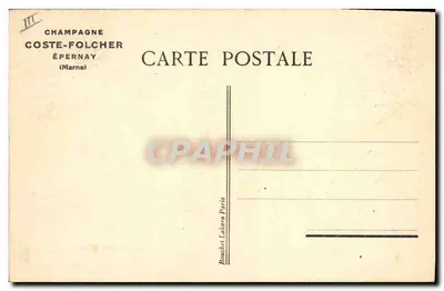 Champagne COSTE-FOLCHER Epernay — Bodega de vestido y envío — Editor Bouchet Latisana París — Reverso