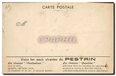 Águas minerais PESTRIN — Fonte Ventadour e Fonte Pauline — Publicidade Onkel Marisella — Verso