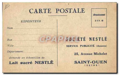 El bebé Nestlé conquista la admiración de todos — publicidad para el leche dulce Nestlé — Sociedad Nestlé, Saint-Ouen (Seine) — Reverso