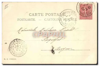 Kobieta z owcami i dzwonkami — wydawca M. M. Vienne, nr 50/124908 — Rewers