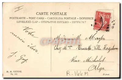Mulher e criança com carneiros — ilustração de P. Tannant — M. M. Vienne, n° 295 — Verso