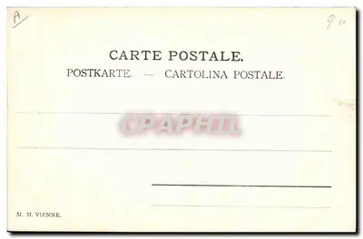 Jeune couple en tenue de carnaval — scène pastorale avec agneau et lapins — M. M. Vienne — Rewers