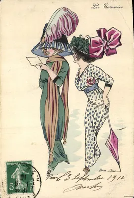 Bilhete postal antigo Fantasia Ilustrador Xavier Sager Mulheres As Aprisionadas