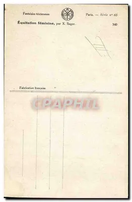 Bilhete postal antigo Fantasia Ilustrador Xavier Sager Homem Cavalo — Verso