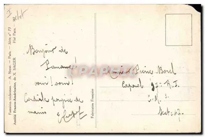 Bilhete postal antigo Fantasia Ilustrador Xavier Sager Mulher A Entente Cordial Militaria — Verso