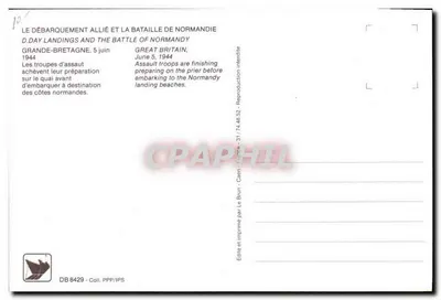 Tropas de assalto americanas — preparação antes do desembarque — editado por Le Brun, n° DB 8429 — Verso