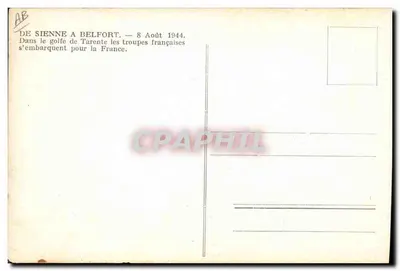 Débarquement de troupes françaises — Golfe de Tarente — éditeur AB — Verso