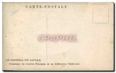 O Geral de Gaulle — Presidente do Comitê Francês de Libertação Nacional — Carta postal nacional — Verso
