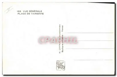 Exposición Internacional París 1937 — Vista general de la Plaza de Varsovia — H. Chipault, Boulogne-sur-Seine — Reverso