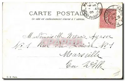 Pequeno bebê — criança cercada de flores de esquecimento — G. B. Paris, n° 3210 — Verso