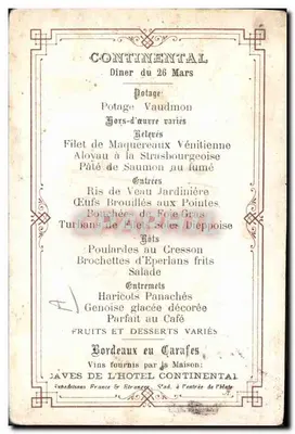 Hôtel Continental — Paryż — Lith. S. Appel Paryż — Rewers