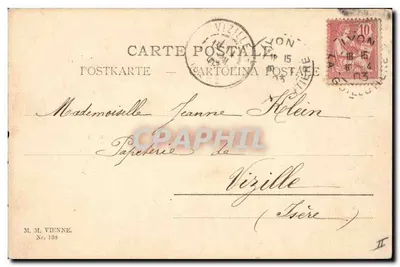 Jovem mulher com coelho — Páscoa — Carta postal da Papeterie de Vizille — Verso