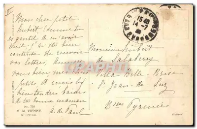 Pferdekopf — Zeichnung in Tinte und Aquarell — M. M. Vienne, n° 759 — Rückseite