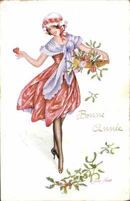 Bilhete postal antigo Fantasia Ilustrador Sager Mulher