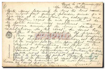 Bilhete postal antigo Fantasia Ilustrador Sager Mulher — Verso
