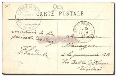 Raz de Sein — Molo Starego — Gorlebella, kolekcja Villard, Quimper — Rewers