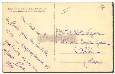 Avant-Port de La Pallice - Rochelle — Edições Artísticas Raymond Bergerin, n°4130 — Verso