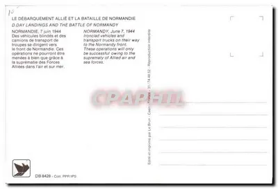 Desembarque aliado na Normandia — 7 junho 1944 — Editado por Le Brun, n° DB 8428 — Verso