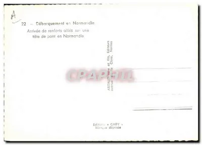 Desembarque na Normandia — Chegada de reforços aliados a uma ponta de desembarque — Edições Gaby, Nantes — Verso