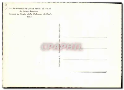 O Geral de Gaulle diante da Tumba do Soldado Desconhecido — Éditions O. P. — Verso