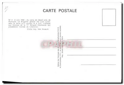 Le Brigadier général Lord Lovat — au camp de départ près de Plymouth — s'adressant aux hommes de la 1ère Brigade Commando — Verso