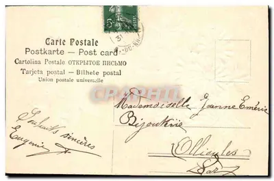 Mazzo di fiori rosa — Carta di auguri — Editore sconosciuto — Verso