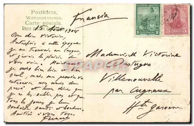 Pole pszenicy i niebieskie kwiaty — przypomnienie przyjaciela — F. G. do Victorine, 15 kwietnia 1908 — Rewers
