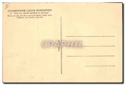 Champagne Louis Roederer — Vinos em ponta durante o remoagem — Impresso na França — Verso