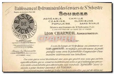 Source Agréable — Scène humoristique de la production et de la distribution d'eau minérale — éditeur SOURCE AGREABLE, RENSEIGNEMENTS 15 RUE LUCAS VICHY — Verso