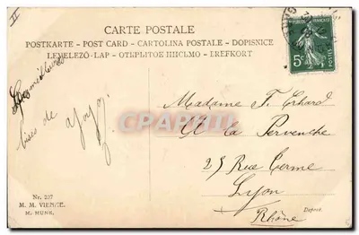 Mulher e criança com buquê — 'Feliz Ano!' — M. M. Vienne, n° 237 — Verso