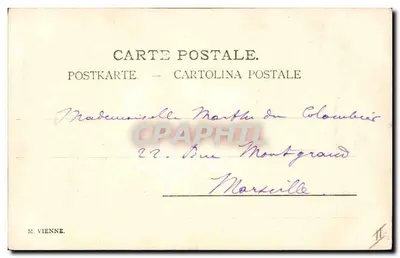 Criança depositando uma carta em uma caixa de correio — Marselha — M. Vienne — Verso