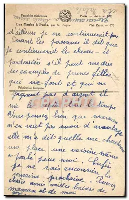 Bilhete postal antigo Fantasia Ilustrador Xavier Sager Mulher Anjo Militaria — Verso