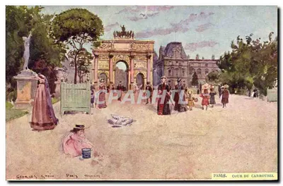 Paris. Cour do Carrousel — vista pintada por Georges Stein — Paris, Touring