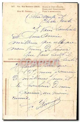 Róże i chaber — Pani M. Lemaire — Wydawca T. Lapina, nr 2477 — Rewers
