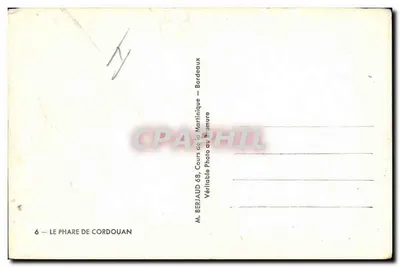 Bilhete postal antigo Farol de Cordouan — Verso