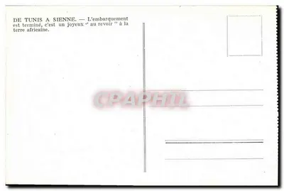 Partida de Tunísia — Embarque concluído, adeus à terra africana — texto impresso — Verso
